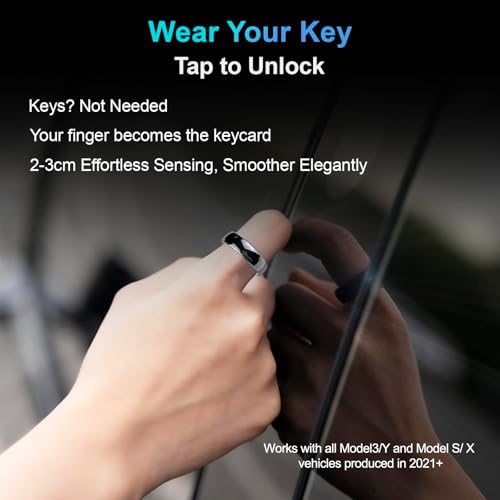 Smart Tesla Key Ring Model3/Y/S NFC Access Control Lock Door Unlock KeyCards Ring Ceramic Men and Women (Black, US#11)2