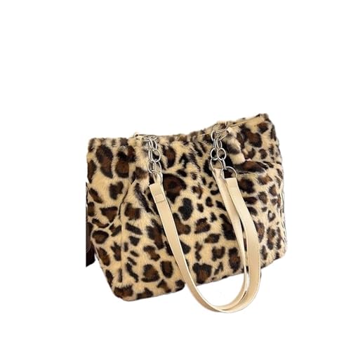 Sac fourre-tout en peluche pour femme grand sac cabas carré léopard
