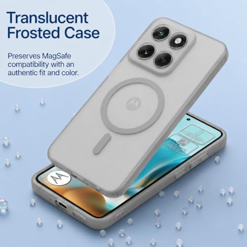 Image of DIZORO Matte Case for Motorola Edge 60 Pro Compatible with MagSafe, Camera Lens Full Protection, Shockproof Translucent Frosted TPU Soft Phone Cover, Anti-Fingerprint (Grey)