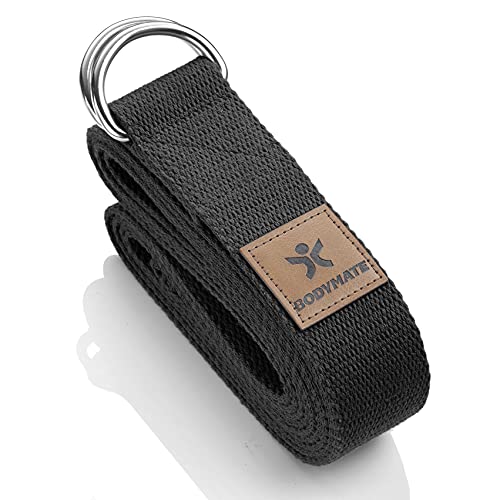 BODYMATE Cinturón de yoga, Correas para yoga, Banda de Estiramiento de Yoga Fitness Pilates, yoga strap belt, de algodón natural 100%