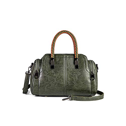 Women Boston Pillow Bags Leather Handbags Shoulder Bag Top Handles Bag Crossbody Bag Satchel bag Ladies Purse, Green