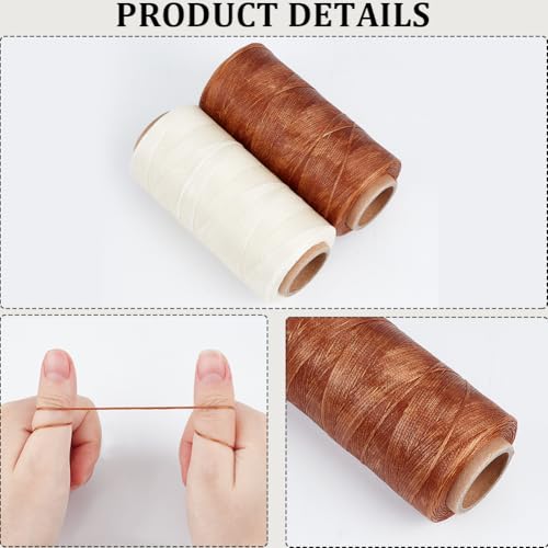 Hilos encerados para costura de cuero 2 colores 0.8 mm 568.7 yd miniatura 6