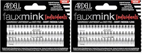 Ardell Pestañas Postizas de grupo sin nudo Faux Mink Individuals Combo Pack Long - Pestañas largas (Paquete de 2)