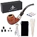 Capo Lily Tobacco Pipes, Handmade Pear Wood Bent Smoking Pipe with Accessories(Scraper/Filter Element/Filter Ball/Pipe Tip Grips/Gift Box/Bag)