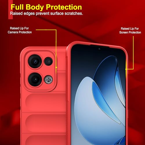 Image of Zapcase Back Case Cover for Oppo Reno 13 5G | Compatible for Oppo Reno 13 5G Back Cover | Liquid Silicon Magic Case with Camera Protection | Red