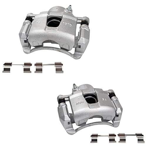 Image of TRQ Front Brake Caliper Set Zinc Coated Brackets Compatible with 2004-2011 Chevrolet Aveo 2007-2011 Aveo5 2013-2015 Spark 2009-2010 Pontiac G3 2004-2008 Suzuki Forenza 2005-2008 Reno