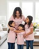 Besties Matching Mommy and Me Outfits Mom Daughter Shirts Mothers Day Outfits Mama Mini Clothing (S, Pink)