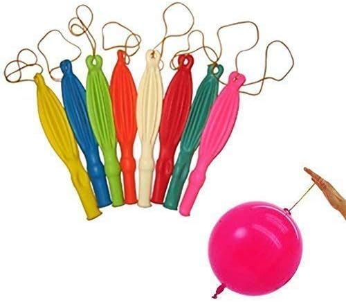 Weddecor Large Punch Balloons Assorted Color with Elastic Bands Latex Material for Kids Birthday Parties, Baby Functions, Wedding Decoration, 12 inch, 5pcs