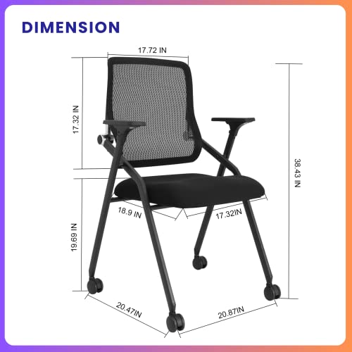 Brobriyo Pro Stackable & Ergonomic Foldable Conference Room Chairs With Lumbar Support, Armrest - Mesh Bouncing Back For Office Meeting, Conference, Reception And Training Room Chair 1 Pack #TOP4