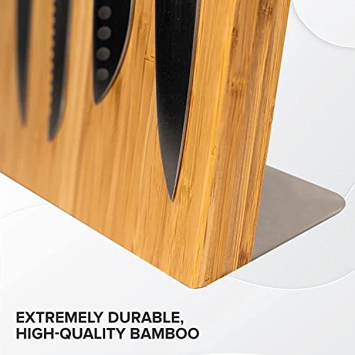 Magnetic Knife Block Without Knives By Coninx - Magnetic Knife Holder For Safe, Clean & Tidy Knife Storage - Bamboo Knife Rack Magnetic Stand For Cooking Utensils & More - Elegant Magnetic Knife Rack #TOP2