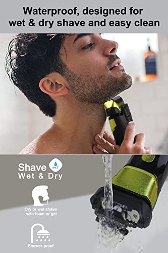 Men's Foil Electric Shaver Electric Razor For Men Cordless Usb-C Rechargeable Shaver With Pop-Up Trimmer, Waterproof Wet And Dry Foil Razor With Travel Pouch Led Display For Face Beard Style, Green #TOP6
