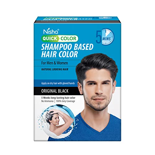 Nisha Quick Black Hair Dye, Black Hair Color Shampoo, No Ammonia, Black Hair Color For Gray Coverage, 20Ml Each, 10 In 1 Box #TOP1