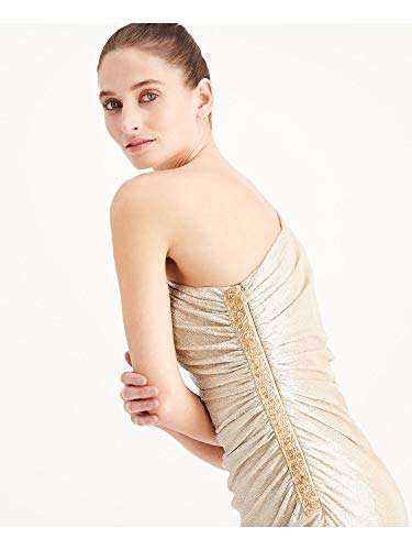 Calvin Klein One-Shoulder Gown with Side Ruching and Beaded Detail – Women’s Formal Dresses for Special Occasions3