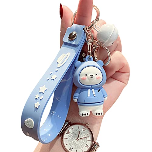 Yisonme Cute Bear Keychain Bear Key Ring,Pvc Lanyard Bag Car Key Accessories Friendship Gifts For Women Men (Blue) #TOP30