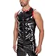 Herren Sexy Tanktop aus Leder, Glänzendes PU-Leder, Wetlook Crew Ausschnitt Freizeit T-Shirt，Ärmellose Lederweste mit Reißverschluss für Nachtclub Party
