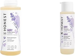 The Honest Company Foaming Bubble Bath & Baby Wash, Tear-Free, Hypoallergenic, Natural Formula, Lavender Calm Scent, 12 fl oz & 2-in-1 Cleansing Shampoo Body Wash, Lavender Calm, 18 fl oz