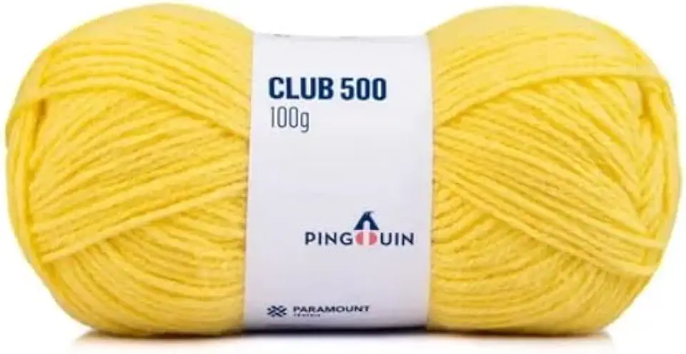 Fio Pingouin Club 500 100g, Lã 100% Acrílico Tex 500 para Tricô e Crochê, Fio Encorpado de Inverno, Diversas Cores, Acabamento Premium (Amarelo Plus)