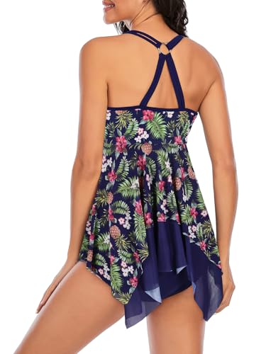 Century Star 2025 Womens Tankini Swimsuits Tummy Control 2 Piece Tankini Bathing Suit Dress with Shorts Modest Swimwear2