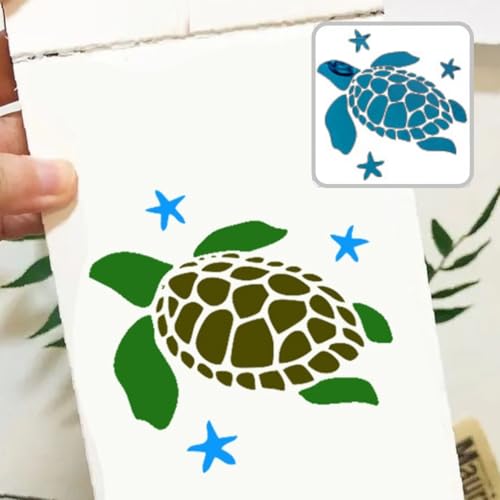 KARLOR 20 Blatt Malschablonen Kinder Schablone zum malen Meeresthema Vorlage Wiederverwendbar Malvorlage Kunststoff Malform Meerjungfrau Muschel Fisch Seepferdchen für Zeichnen Sprühen Malen(13x13cm)