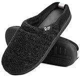 LongBay Damen Hausschuhe mit Memory Foam rutschfeste bequeme Slip-On Pantoffeln Schwarz,40-41 EU