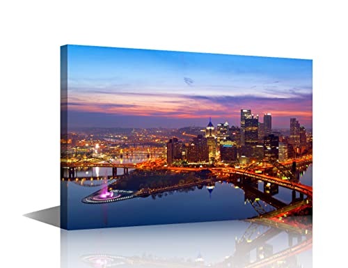 Tableau Pittsburgh sur cadre bois 30x45 cm pour salon