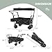 WANAN Stroller Wagons for 2 Kids, Collapsible Wagon with Seat Belt and Canopy, Kids Wagon Beach Cart with Big Wheels for Sand, Folding Wagon for Picnic, Camping, Garden (Wagon without Table)