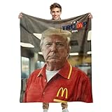 HAOK Trump Work at French Fries Blanket Donald Trump Throw 2024 for Couch Bed Sofa Parade, Durable and Easy to Carry, MAGA Blanket Photo Print of President 30'x40'