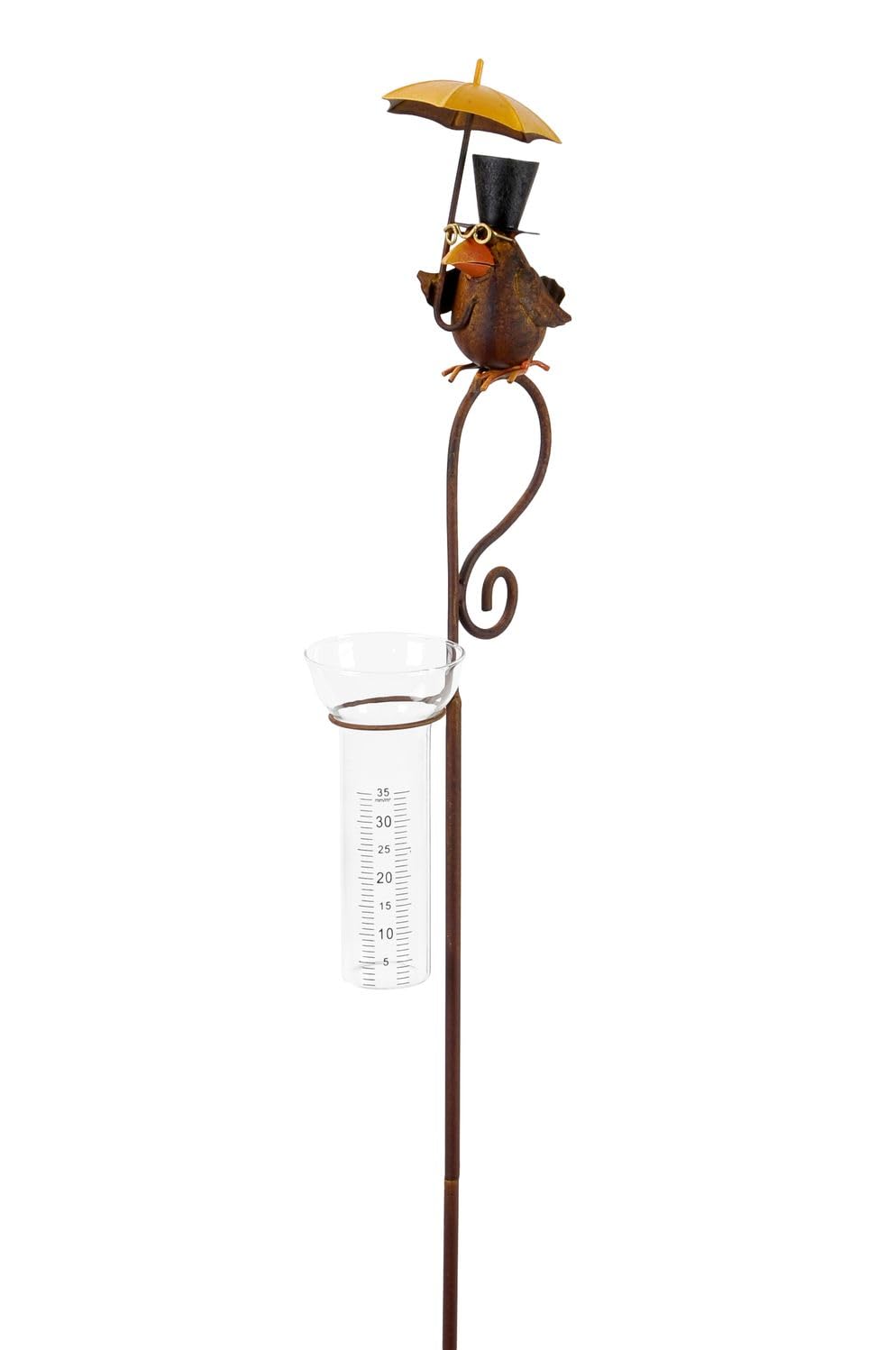 NETPROSHOP Regenmesser Rabe oder Frosch am Stab H: ca. 120 cm aus Metall u. Glas, Auswahl:Rabe Klein