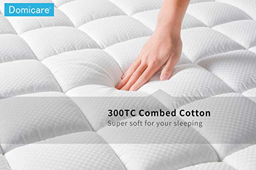 DOMICARE Queen Mattress Pad Cover - Cotton Down Alternative Quilted Pillowtop Mattress Pad with Deep Pocket (8"-21") - Hypoallergenic Overfilled Cooling Fitted Mattress Topper - Thumbnail 4