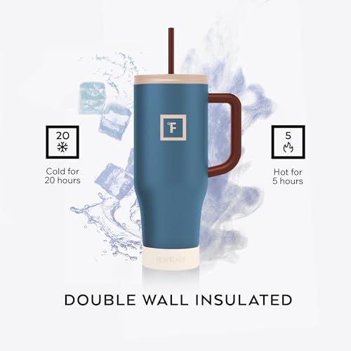 IRON °FLASK Co-Pilot Insulated Mug w/Boot, Straw & Flip Cap Lids - Cup Holder Bottle for Hot, Cold Drink - Leak-Proof - Water, Coffee Portable Travel Mug - Azure Mist, 40 Oz - Thumbnail 5