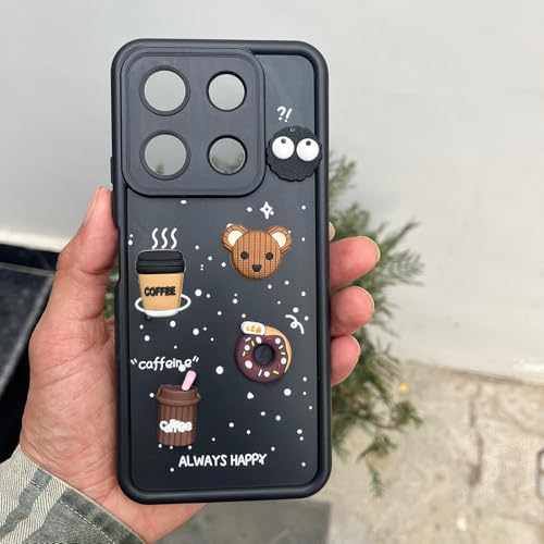 Image of Outlouders Back Cover for Infinix Note 30 5G | Cute Fun Cartoon 3D Bear Silicone | Full Body Protection Bumper Case (Black)