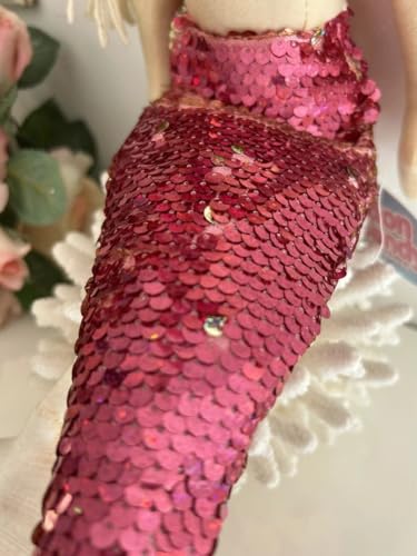 Image of Tickles Mermaid Princess Soft Doll with Sparkly Sequin Tail & Bow Hair for Kids Boys & Girls Birthday Gifts (Color: Pink Size: 45 cm)