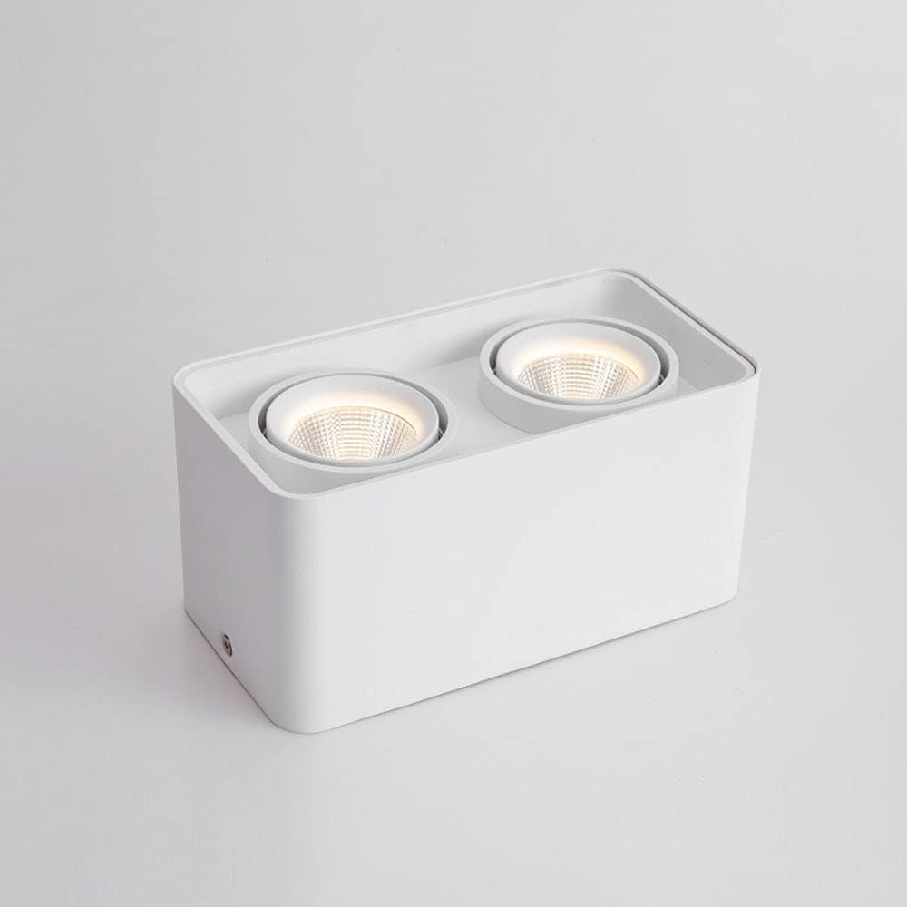 Spotlight，Led Ceiling Spotlight Surface Mounted Accent Spot Lighting Indoor Downlight, 2-Light Directional Spot Lights, Square Aluminum Picture Lights Mini Accent Spotlights/Black-6000K(-3000K)