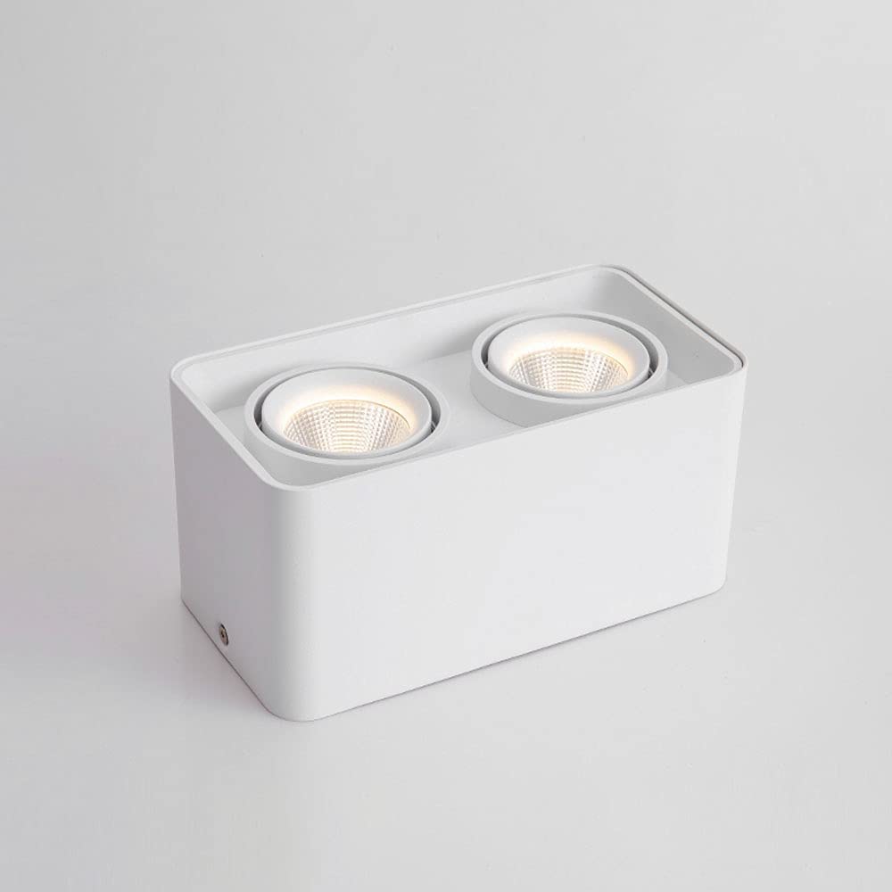 Spotlight，Led Ceiling Spotlight Surface Mounted Accent Spot Lighting Indoor Downlight, 2-Light Directional Spot Lights, Square Aluminum Picture Lights Mini Accent Spotlights/Black-6000K(-3000K)