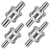 QWORK Aluminum Alloy Fuel Line Check Valves 1/4 5/16 3/8 1/2 Inch, 4 Pack One Way Non Return Valves for Gasoline Diesel Oil Water with High Pressure Resistance and Easy Installation Silver