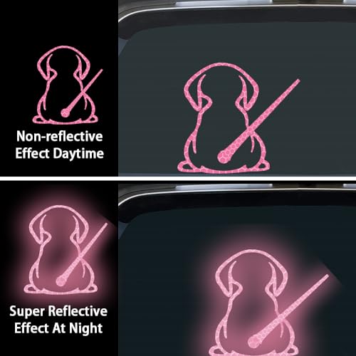 Image of Dog Decal Vinyl Sticker, Rear Wiper Decal Cute Dog Moving Tail Wiper Decals Reflective Stickers Windshield Wiper Stickers Window Wiper Decals Tags for Rear Vehicle Wipers (Pink)