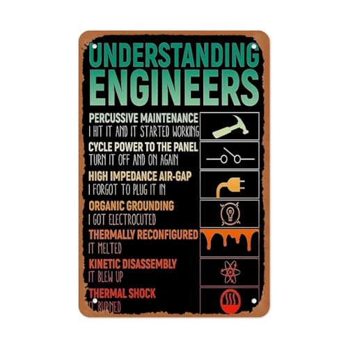 Understanding Engineers Metal Sign Poster 12x8 Inch Vintage Industrial Wall