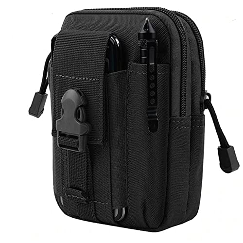 Bolsa Táctica cinturón, Bolsa de Cintura Táctica Militar Compacta, Riñonera de Marcha EDC Molle.(Negro)