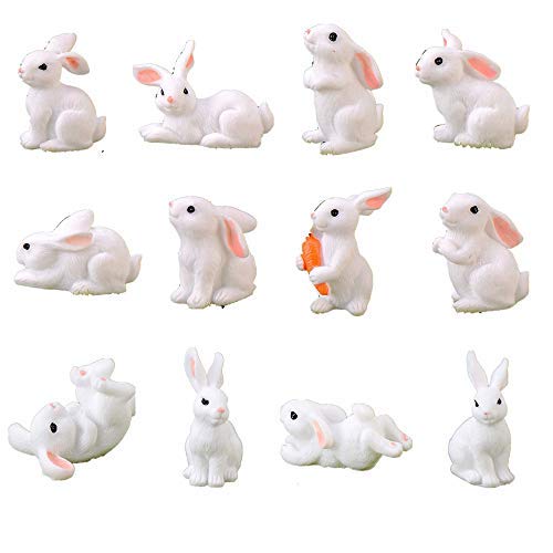 Beauy Girl 16 Pcs Fairy Garden Miniature Rabbit Figure Mini Bunny Figurines Miniature Animal Rabbit Figures, Rabbit Cake Topper, Rabbit Cake Decoration #TOP1