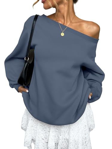 EasyGala Womens Fleece Lined Trendy Sweatshirt Off Shoulder Long Sleeve