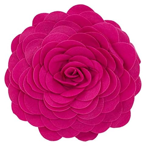 Fennco Styles Eva's Flower Garden Decorative Filled Throw Pillow 13" Round - Fuchsia Floral Accent Pillow for Home, Couch, Bed, Living Room, Holiday and Office Décor Cover