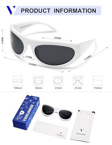 Image of VANLINKER Polarized Wrap Around Sunglasses for Women Men Trendy Sporty Style Oversized Shield Frame VL9814