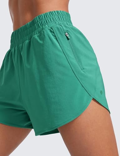 Image of CRZ YOGA Dolphin Athletic Shorts 3 inch | High Waisted, Mesh Liner, Quick Dry, Lightweight, A Zip Pocket, for Women