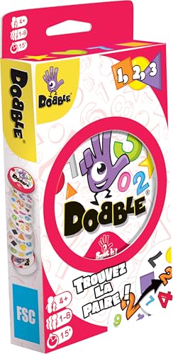 Asmodee - DOBBLE 123 - Jeu de Cartes Éducatif pour Enfants dès 4 Ans - Jeux d'Observation et de Réflexe - Trouvez la Paire- 5 Jeux en 1-1 à 8 Joueurs - 15 Min - Version Française - Zygomatic