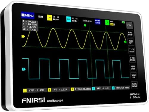 FNIRSI 1013D Oscilloscope - Handheld Tablet Oscilloscope, Portable Digital Storage Oscilloscope 2 Channels 100Mhz Bandwidth 1GSa/s Sampling Rate 7" TFT LCD Touch Screen