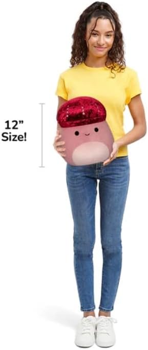 Miniatura 6 de Squishmallows Hongo Hammie Velvet Maroon original de 12 pulgadas - Peluche oficial de Jazwares grande y ultrasuave