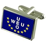  Western Union européenne Boutons de manchette drapeau avec select pochette cadeaux