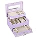 BEWISHOME Girls Jewelry Box Jewelry Organizer with Lock Mirror Jewelry Display Storage Case Holder Portable Travel Case for Women Girls Kids Purple SSH77P