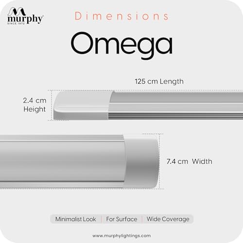 Image of Murphy Omega 60W E26 LED Tube Light | Ultra-Slim 4ft Aluminium Batten | Ultra Bright & Flicker-Free Cool White (Pack of 2)
