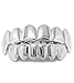 Jewel Town Silver Plated Hip Hop Teeth Grillz Caps Top & Bottom Fangs Grill Set 4 Silicone Bars